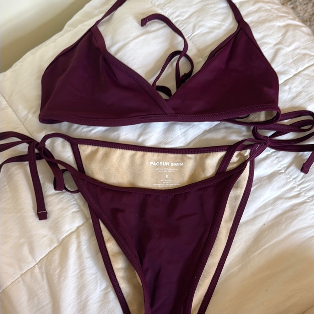 Cute Burgundy Pacsun Bikini Set